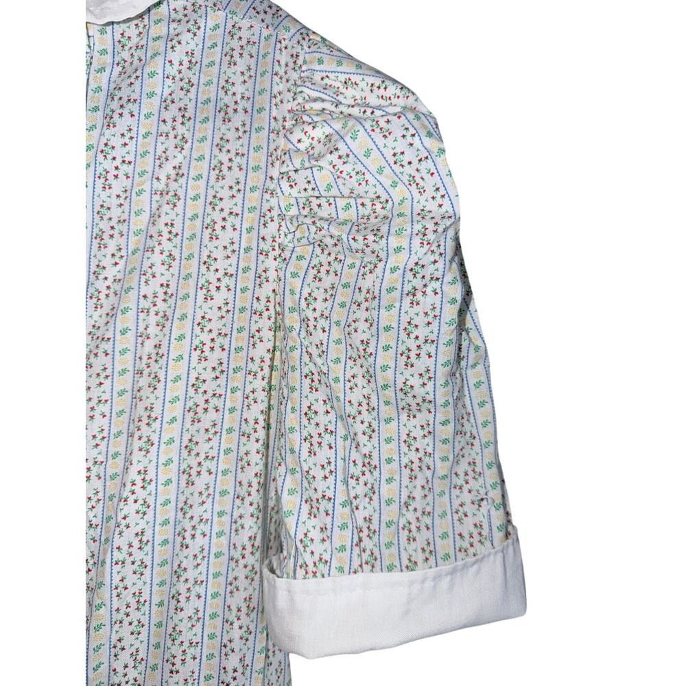 Vintage Handmade Prairie Dress Floral Double Breasted Snap Front Pockets large - Picture 4 of 7